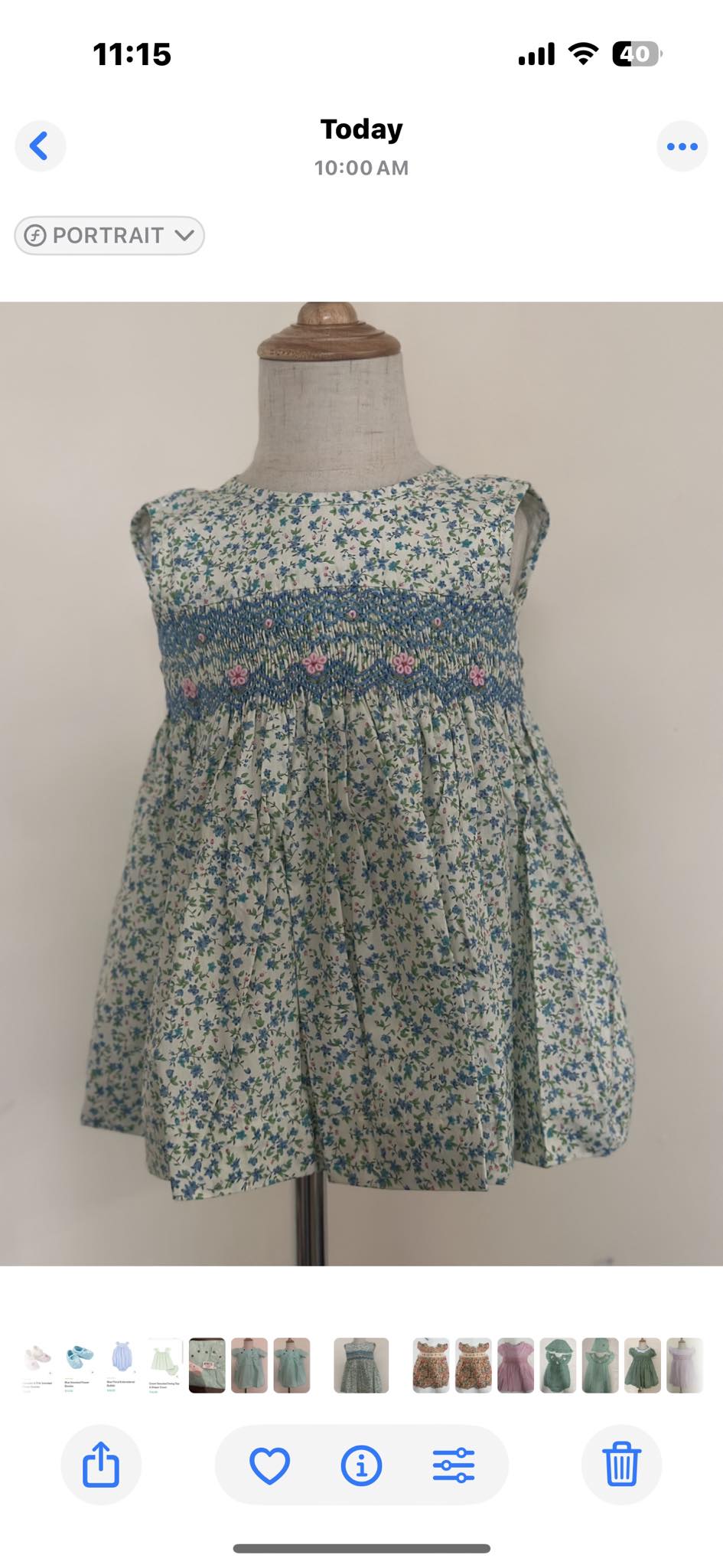 Light Blue Floral Smocked Dress (PS- B 346)