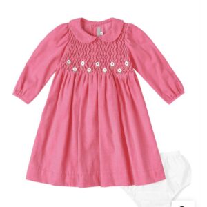 Smocked Pink Corduroy Dress ( PS-B243)