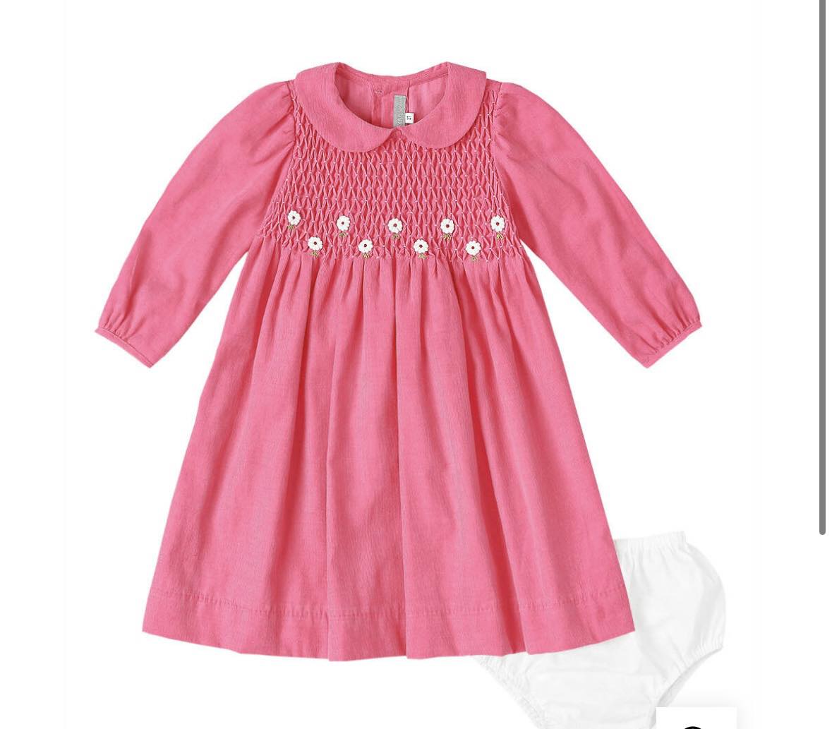 Smocked Pink Corduroy Dress ( PS-B243)