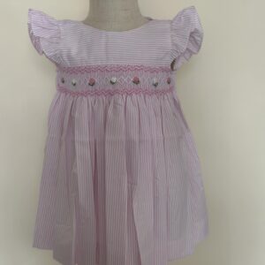 Pink Stripe Smocked Flower Dress
