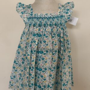 Blue Floral Smocked Dress (PC-B076)