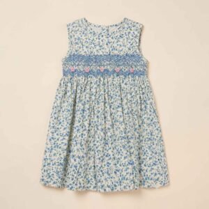 Light Blue Floral Smocked Dress (PS- B 346)