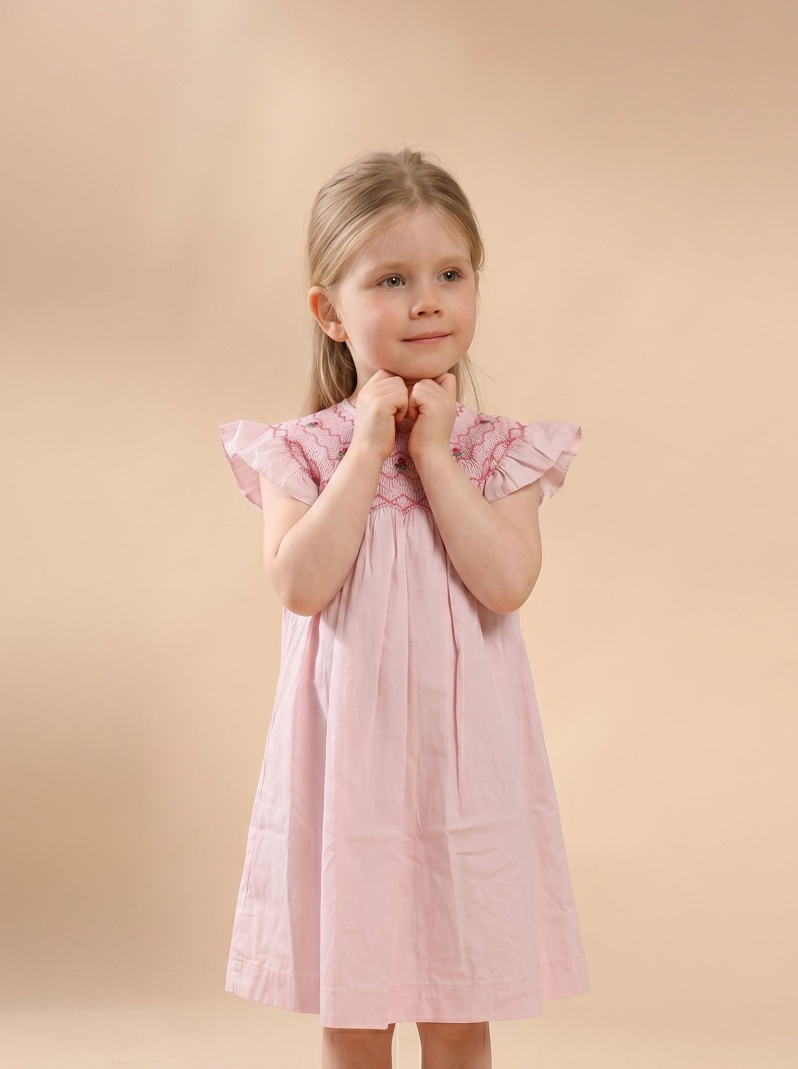 Pink Angel Sleeve Smocked Dress ( PS-LT 449) - Image 3