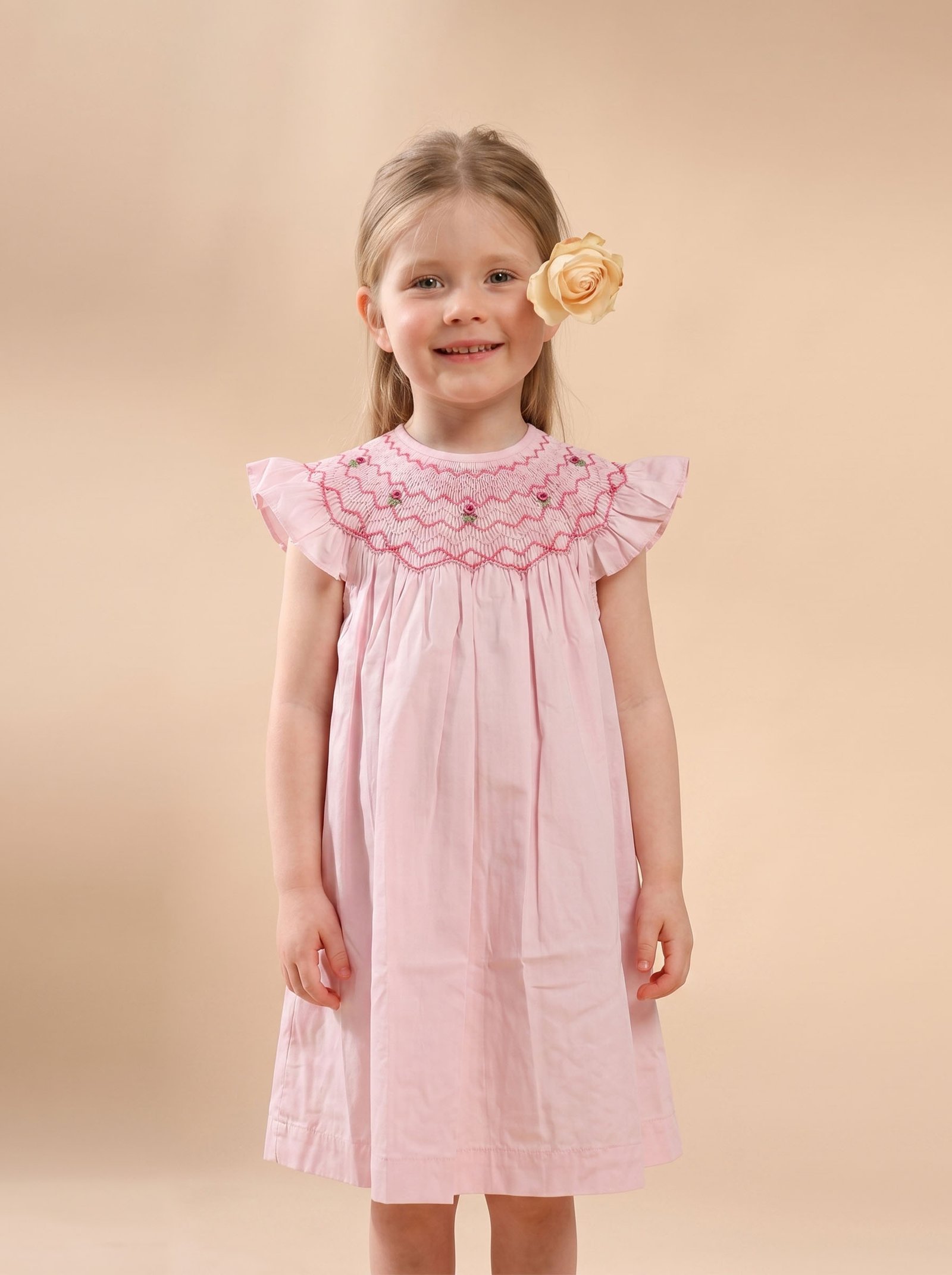 Pink Angel Sleeve Smocked Dress ( PS-LT 449) - Image 2