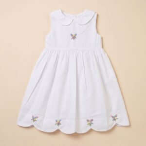 White Floral Peter Pan Collar Dress (FK-TM 864)
