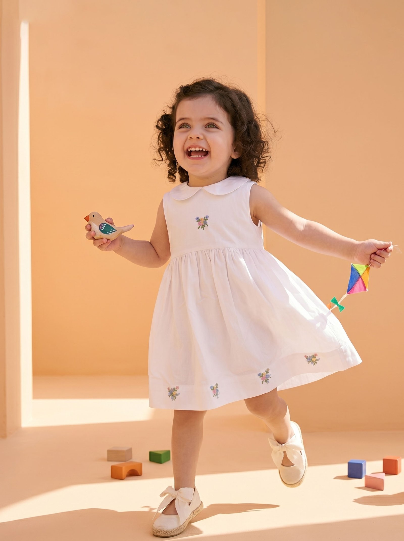White Floral Peter Pan Collar Dress (FK-TM 864) - Image 2