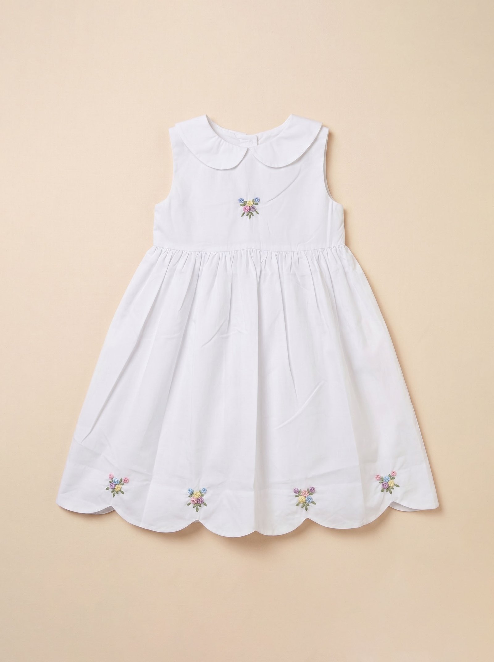 White Floral Peter Pan Collar Dress (FK-TM 864)