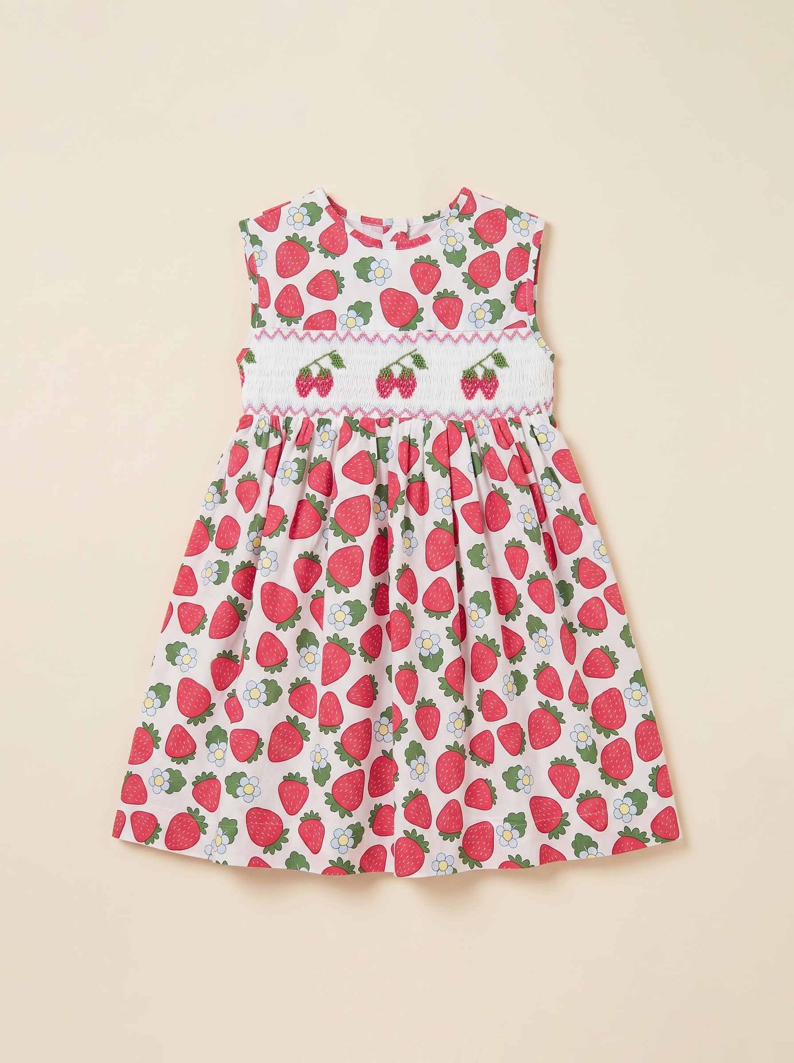 Strawberry Smocked Printed Dress (FK-TM 1071)