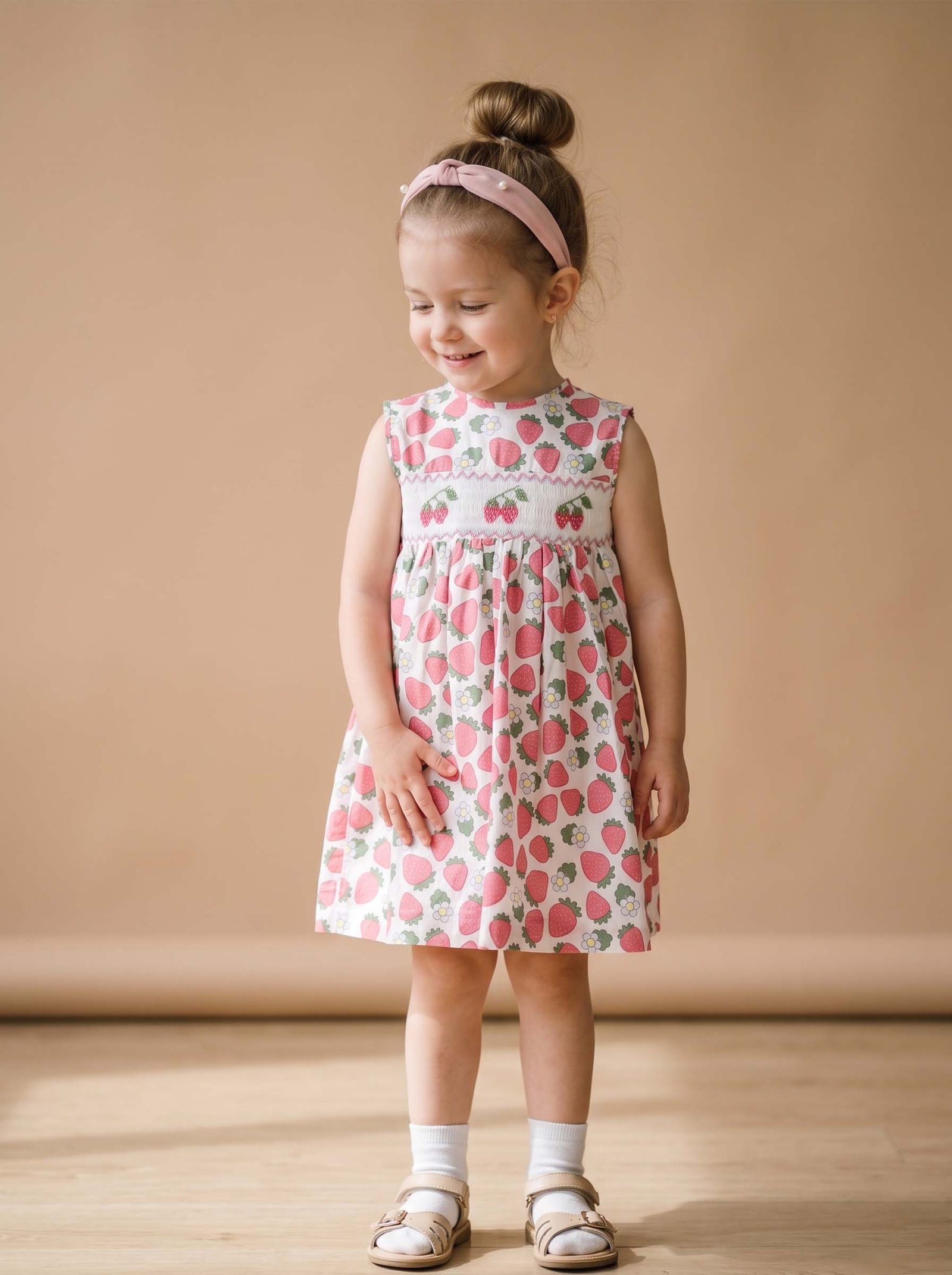 Strawberry Smocked Printed Dress (FK-TM 1071) - Image 2
