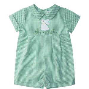Bunny Embroidered Green Gingham ( FB-TM 1058)