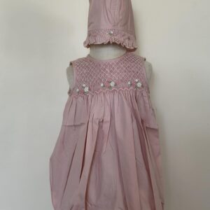 Nude Smocked FLoral Bubble & Bonnet (FB- TM 037)